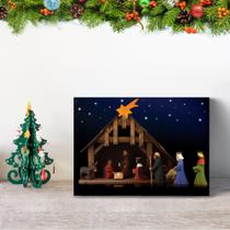 Placa Decoração de Natal Presépio de Madeira 20x30cm