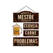 Placa Decoração Mandamentos do Mestre Churrasqueiro 29x49cm Placa Decoração Mandamentos do Mestre Churrasqueiro 29x49cm