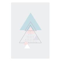Placa Decoração Minimalista Triângulos Azul e Rosa 20x30cm