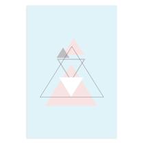 Placa Decoração Minimalista Triângulos Cinza e Rosa 20x30cm