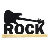 Placa Decoração Rock Guitarra Display Palavra Com Base