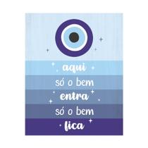 Placa Decorativa 20x25 Olho Grego e Mantra de Proteção