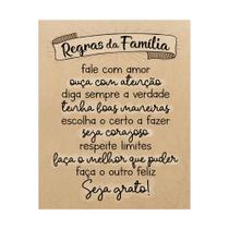 Placa Decorativa 20x25 Regras da Família - PR006