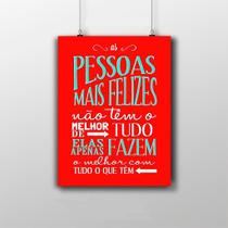 Placa Decorativa 20X30Cm Frase As Pessoas Mais Felizes