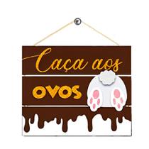 Placa Decorativa 3 Partes - Caça Aos Ovos - Marrom - 1 unidade - Rizzo