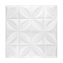 Placa Decorativa 3D Branco Floral 70x70cm Lavável com Espuma Autoadesiva