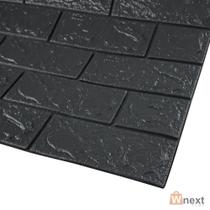 Placa Decorativa 3D Tijolinho Revestimento PVC Autoadesiva Preta