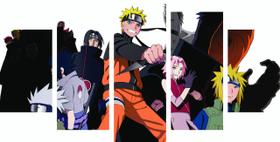 Placa Decorativa 5 Partes Sala Quarto Luxo Naruto Sasuke86