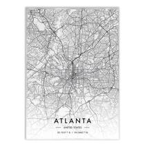 Placa Decorativa A2 Atlanta Estados Unidos Mapa Pb Viagem