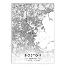 Placa Decorativa A2 Boston Estados Unidos Mapa Pb Viagem