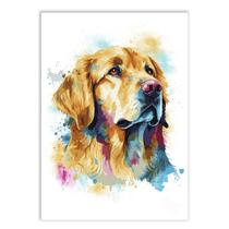 Placa Decorativa A2 Cachorro Golden Retriever Pintura Aquarela Animais