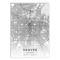 Placa Decorativa A2 Denver Estados Unidos Mapa Pb Viagem