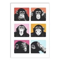 Placa Decorativa A2 Engraçada Macaco Chimpanzé Caretas
