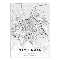 Placa Decorativa A2 Groningen Holanda Mapa Pb Viagem