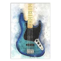 Placa Decorativa A2 Guitarra Lendária Azul Pintura