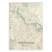 Placa Decorativa A2 Mapa 01 Amsterdam Holanda Viagem