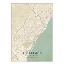 Placa Decorativa A2 Mapa 01 Barcelona Espanha Viagem