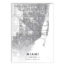 Placa Decorativa A2 Miami Estados Unidos Mapa Pb Viagem