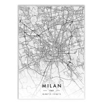 Placa Decorativa A2 Milan Itália Mapa Pb Viagem Turismo