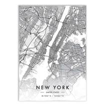 Placa Decorativa A2 Nova Iorque Estados Unidos Mapa Pb