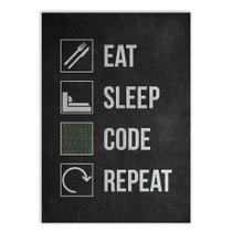 Placa Decorativa A2 Programador Eat Sleep Code Repeat