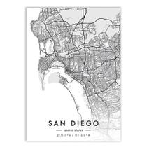 Placa Decorativa A2 San Diego Estados Unidos Mapa Pb Viagem
