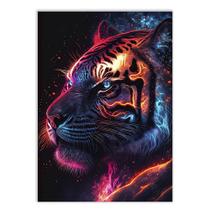 Placa Decorativa A2 Tigre Ilustração Universo Cósmico Animais