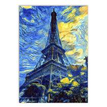 Placa Decorativa A2 Torre Eiffel Pintura Estilo Van Gogh