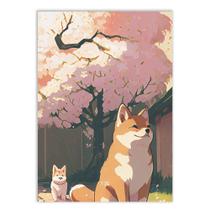 Placa Decorativa A3 Cachorro Shiba Inu Pintura