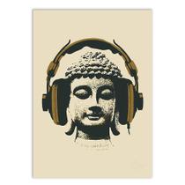 Placa Decorativa A3 Engraçada Buda Ouvindo Musica Budismo - Bhardo