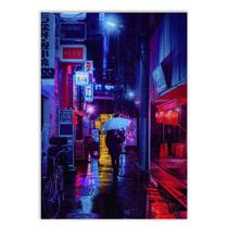 Placa Decorativa A3 Japão Chuva Em Tokyo Neon Aesthetic - Bhardo