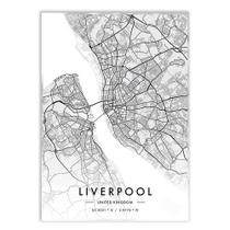 Placa Decorativa A3 Liverpool Inglaterra Mapa Pb Viagem