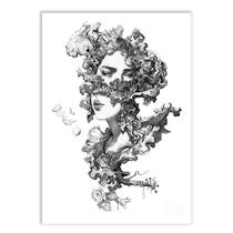 Placa Decorativa A3 Psicodélico Garota Fumaça Surrealismo
