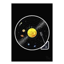 Placa Decorativa A3 Sistema Solar Em Vinil Musica Ciencia