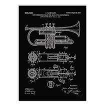 Placa Decorativa A3 Trompete Instrumento Musical Projeto