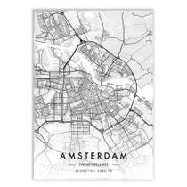 Placa Decorativa A4 Amsterdam Holanda Mapa Pb Viagem - Bhardo