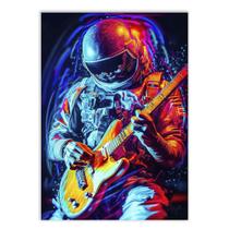 Placa Decorativa A4 Astronauta Guitarrista Realista Poster