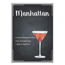 Placa Decorativa A4 Bar Bebidas Drink Manhattan Decoração