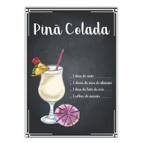 Placa Decorativa A4 Bar Bebidas Drink Pina Colada Decoração