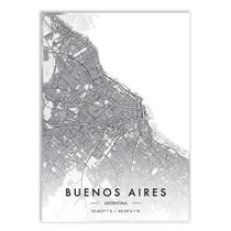 Placa Decorativa A4 Buenos Aires Argentina Mapa Pb Viagem