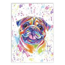 Placa Decorativa A4 Cachorro Bulldog Ilustração Colorida