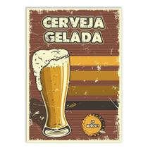 Placa Decorativa A4 Cerveja Gelada Bar Retro As Melhores Poster