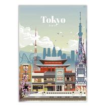 Placa Decorativa A4 Cidade De Tokyo Ilustracao Flat Poster