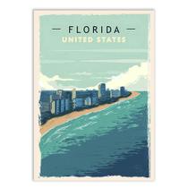 Placa Decorativa A4 Florida Estados Unidos Usa Viagem