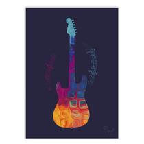 Placa Decorativa A4 Guitarra Decoração Ladrilhos Poster