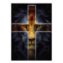 Placa Decorativa A4 Leão De Judá Jesus Cristo Cruz Pb Poster - Bhardo