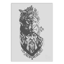 Placa Decorativa A4 Lobo Viking Odin Mitologia Nórdica