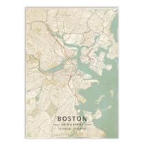 Placa Decorativa A4 Mapa 01 Boston Estados Unidos Viagem