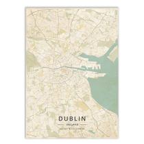 Placa Decorativa A4 Mapa 01 Dublin Irlanda Viagem Turismo