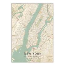 Placa Decorativa A4 Mapa 01 Nova Iorque Estados Unidos